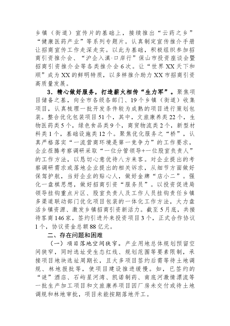 市投资促进局2023上半年工作总结和下半年工作计划.docx,第2页预览