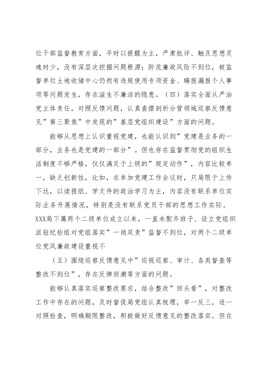 巡察整改专题民主生活会派驻纪检组组长对照检查剖析材料.docx,第3页预览