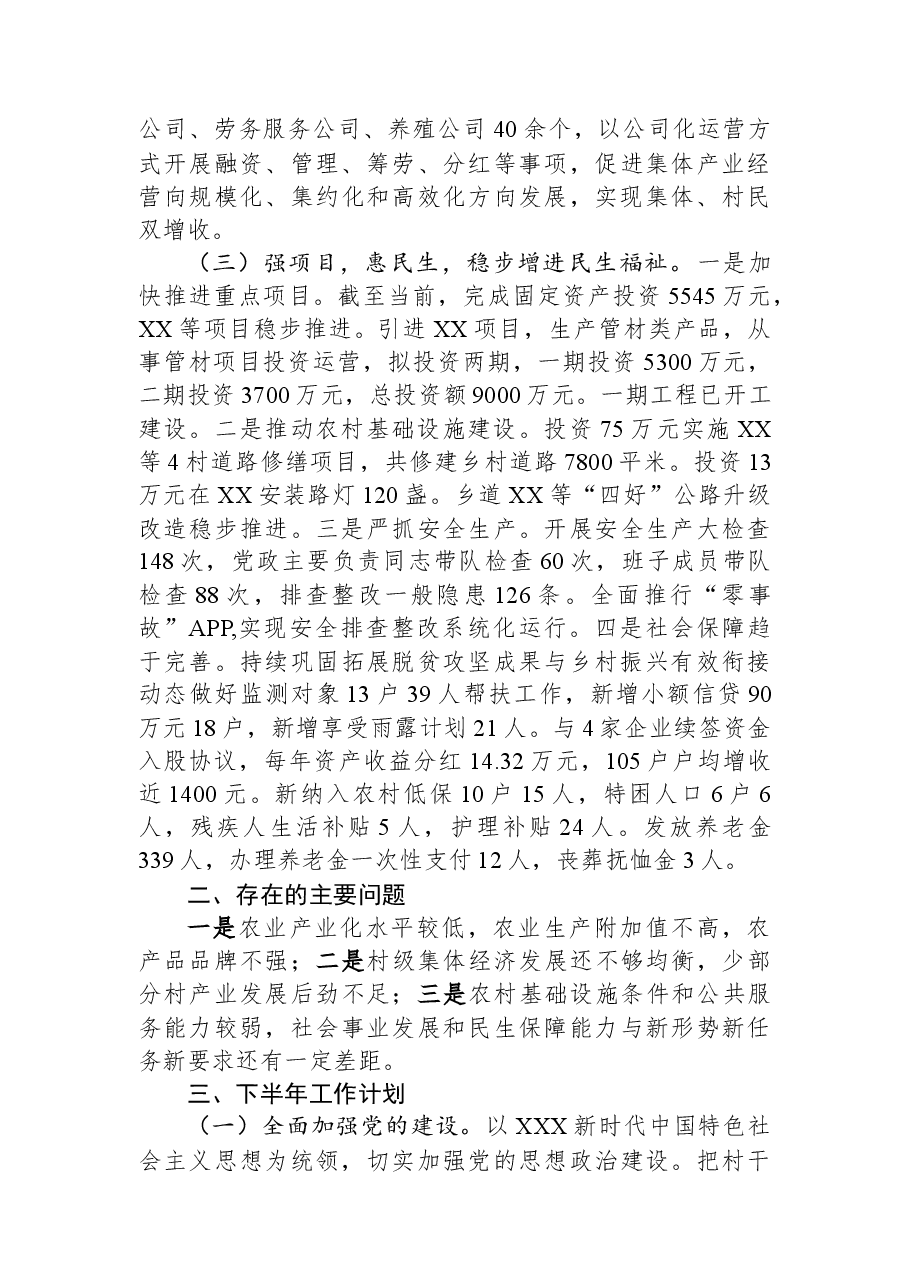 2023年某乡镇上半年工作总结及下半年工作计划.docx,第3页预览