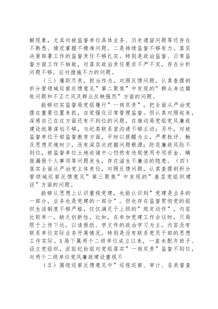 巡察整改专题民主生活会对照检查剖析材料.docx,第2页预览