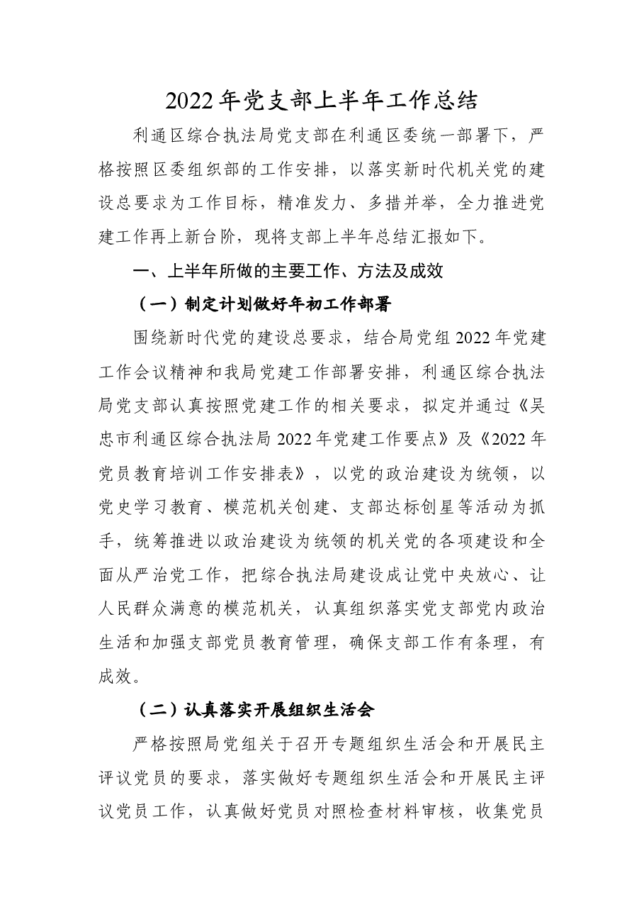 综合执法局党支部上半年工作总结.doc,第1页预览