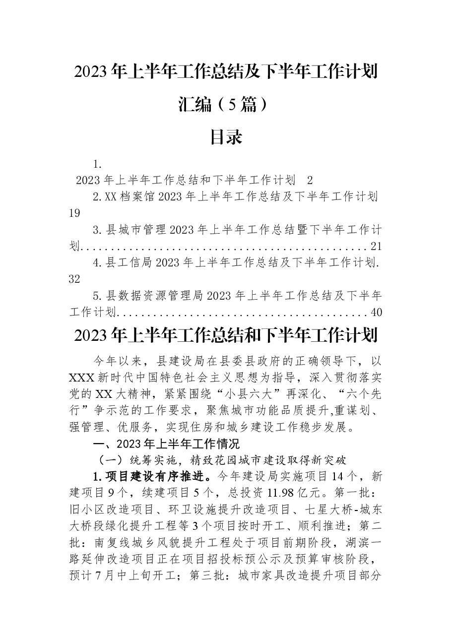 (5篇)2023年上半年工作总结及下半年工作计划汇编.docx,第1页预览