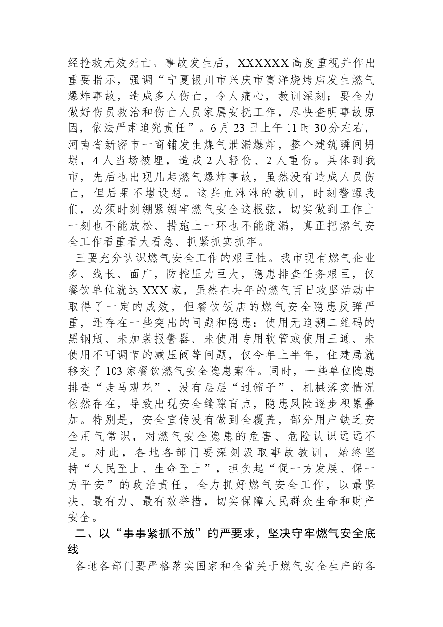 在全市燃气安全排查整治暨重点行业领域上的讲话.docx,第2页预览