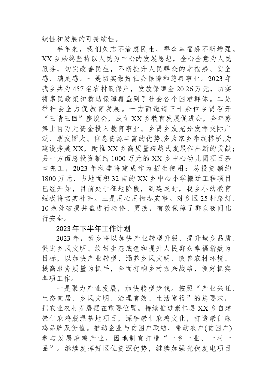 乡2023年上半年工作总结暨下半年工作计划.docx,第3页预览