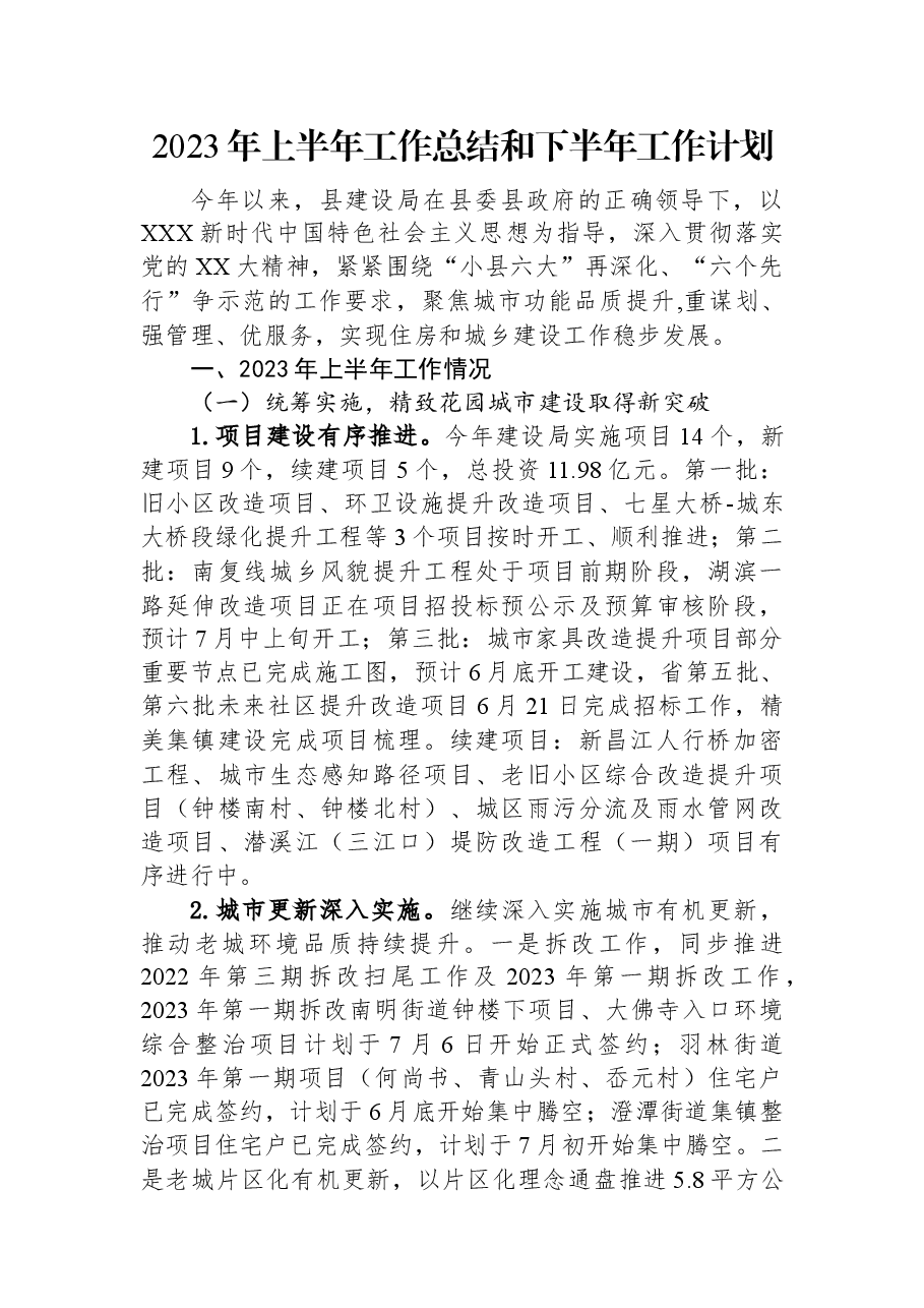 2023年上半年工作总结和下半年工作计划.docx,第1页预览
