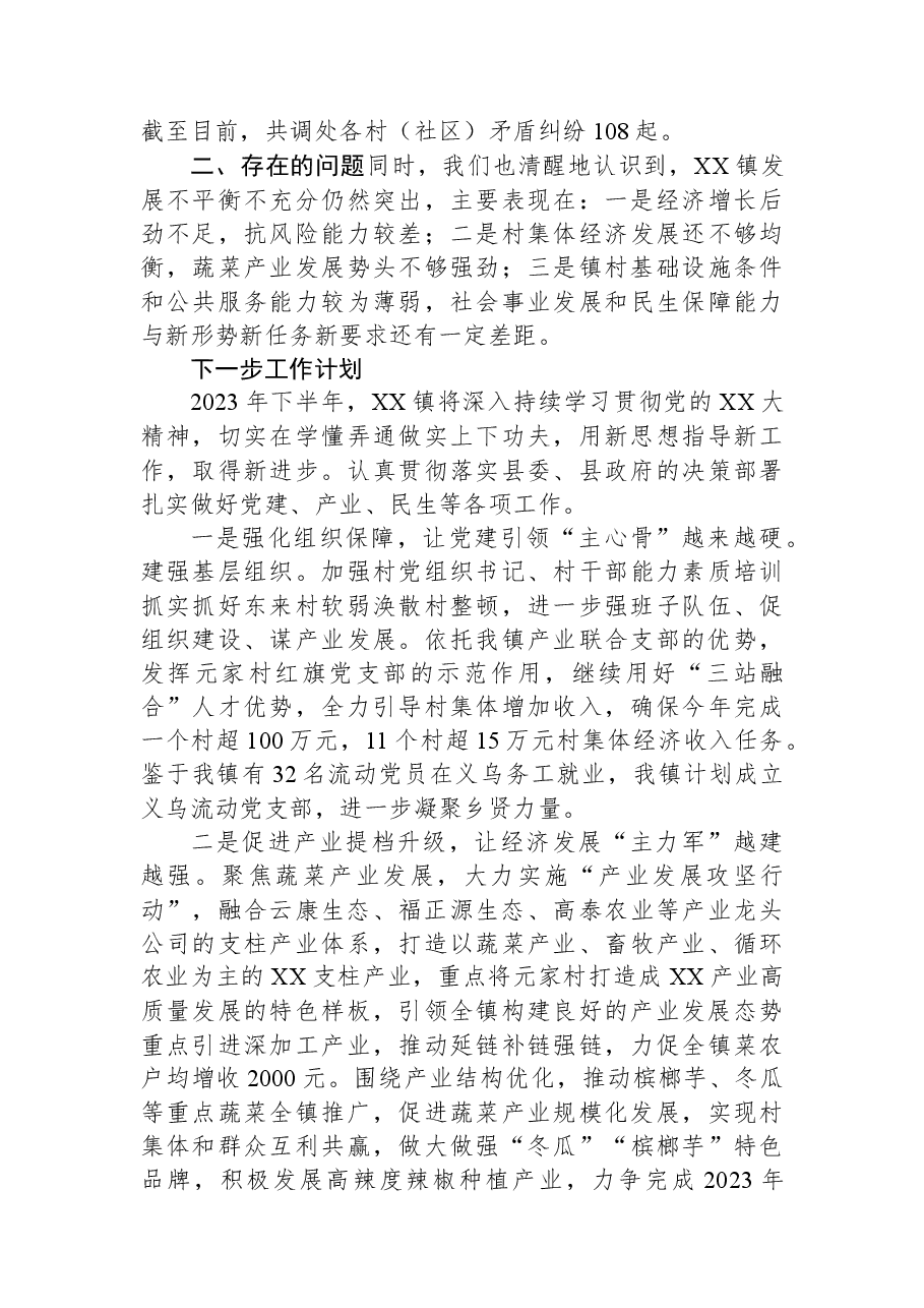 镇2023年度上半年工作总结及下一步工作计划.docx,第4页预览