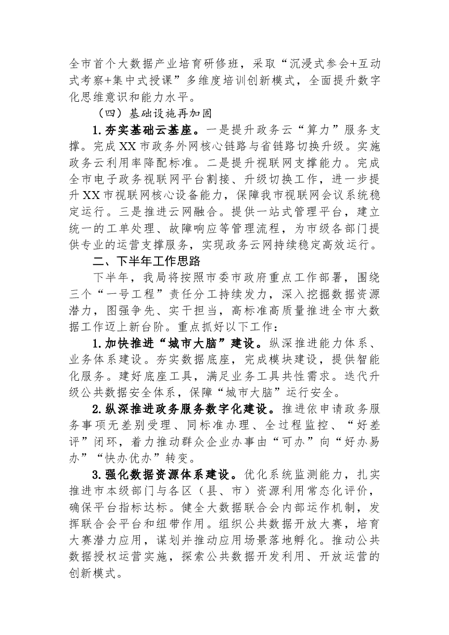 市大数据发展管理局2023年上半年工作总结和下半年工作思路.docx,第3页预览