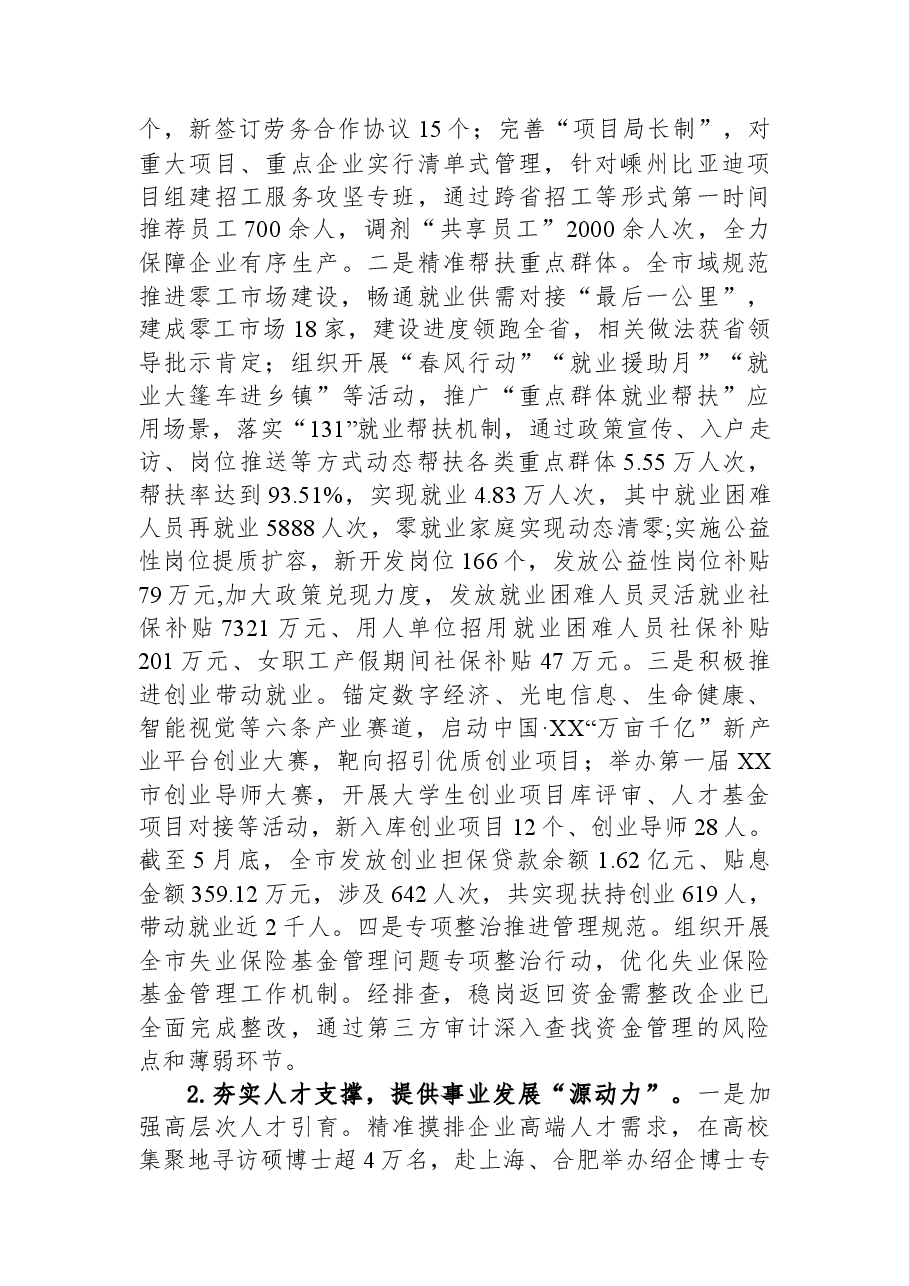 市人力社保局2023年上半年重点工作总结.docx,第2页预览