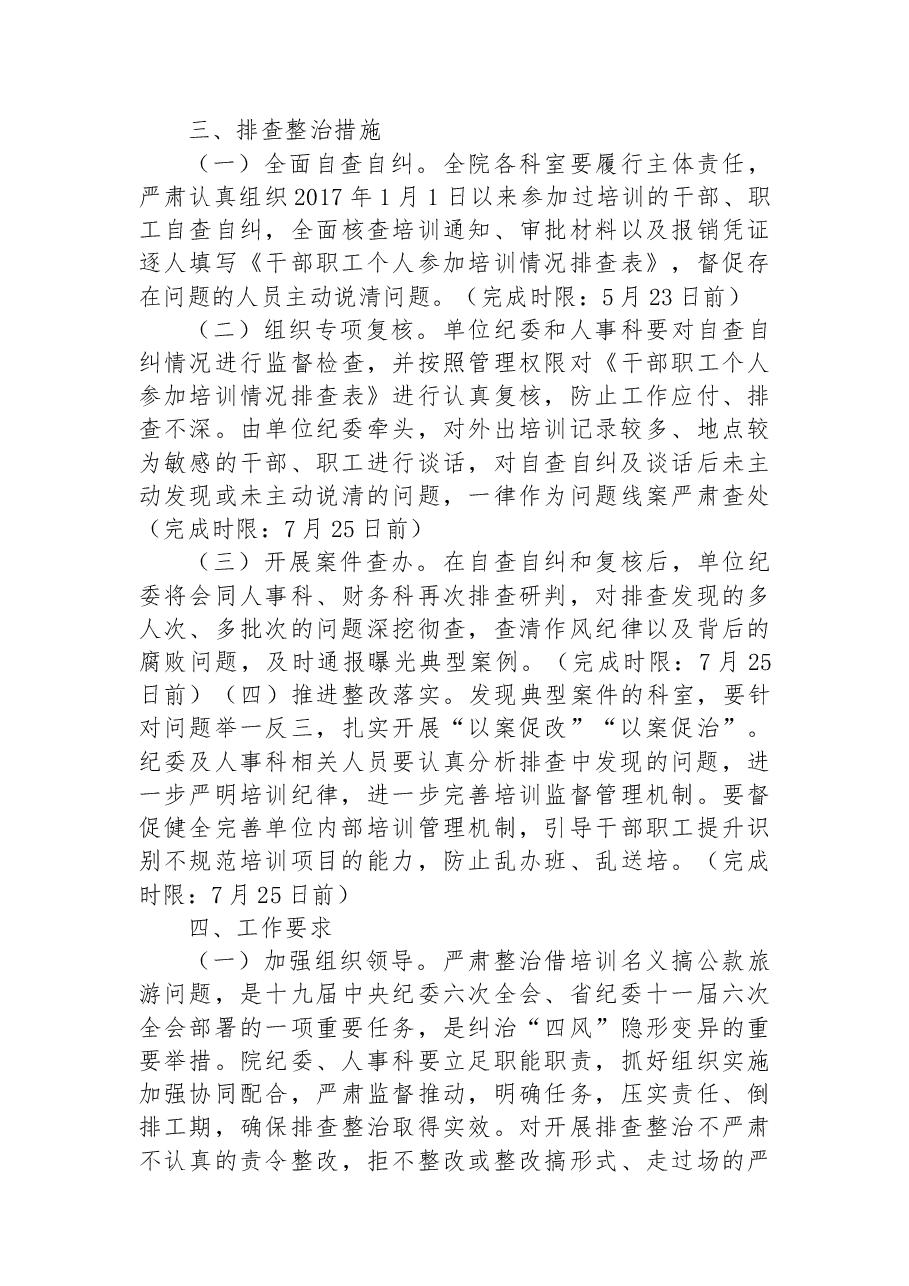 省级优抚医院开展借培训名义搞公款旅游问题排查整治工作方案.docx,第2页预览
