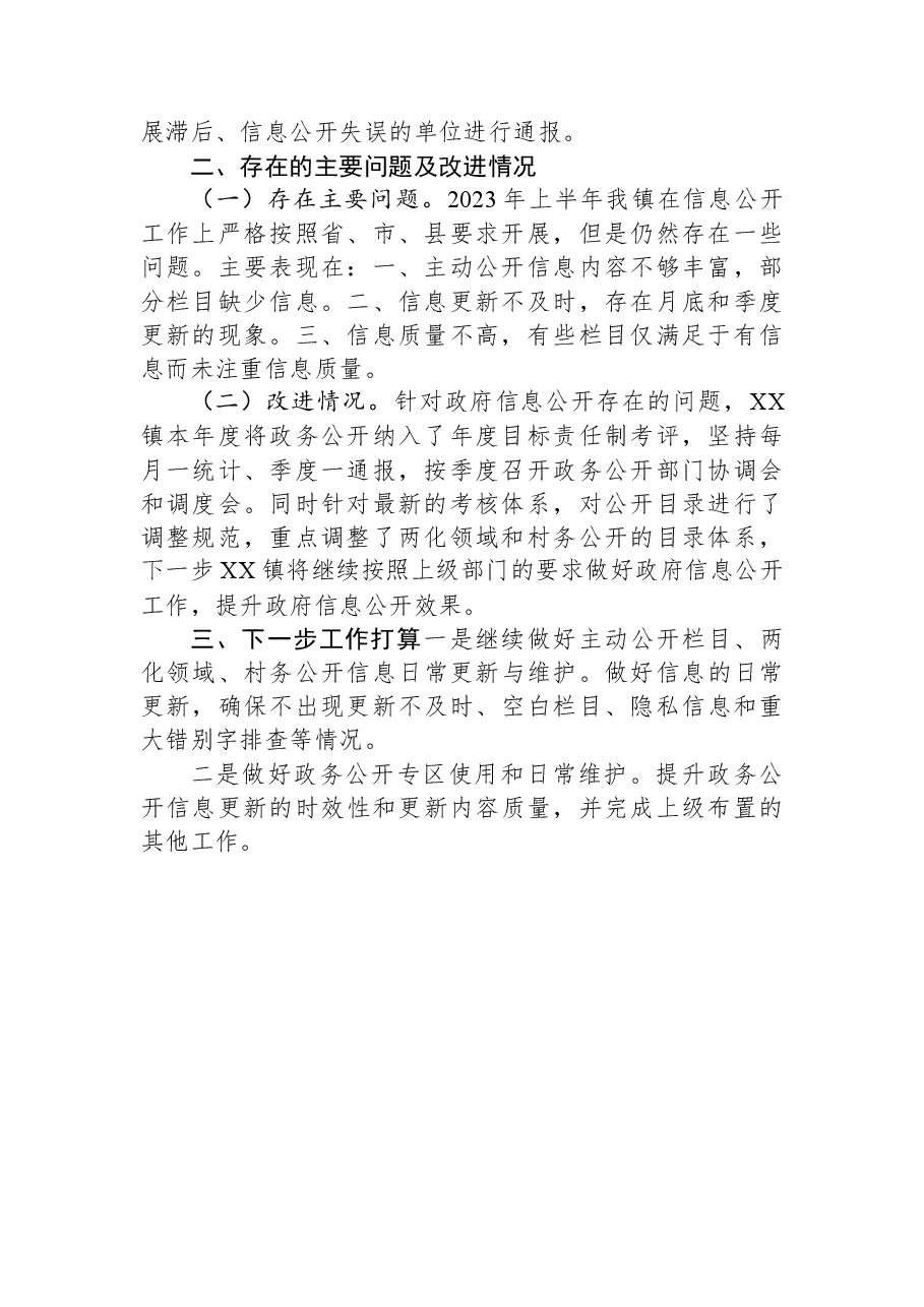 XX县XX镇2023年上半年政务公开工作总结.docx,第2页预览