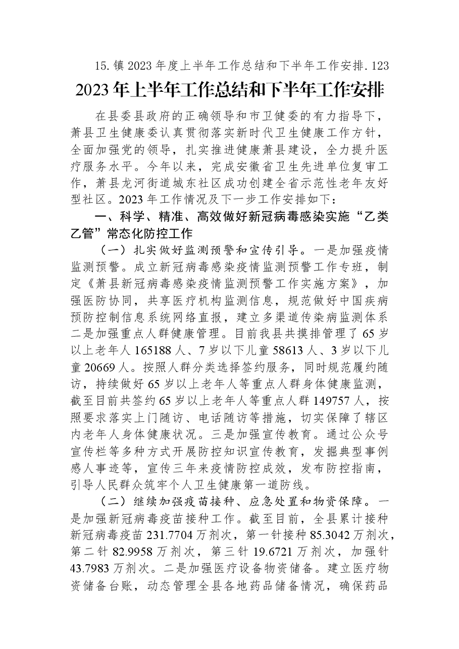 （15篇）2023年上半年工作总结及下半年工作安排汇编.docx，第2页预览