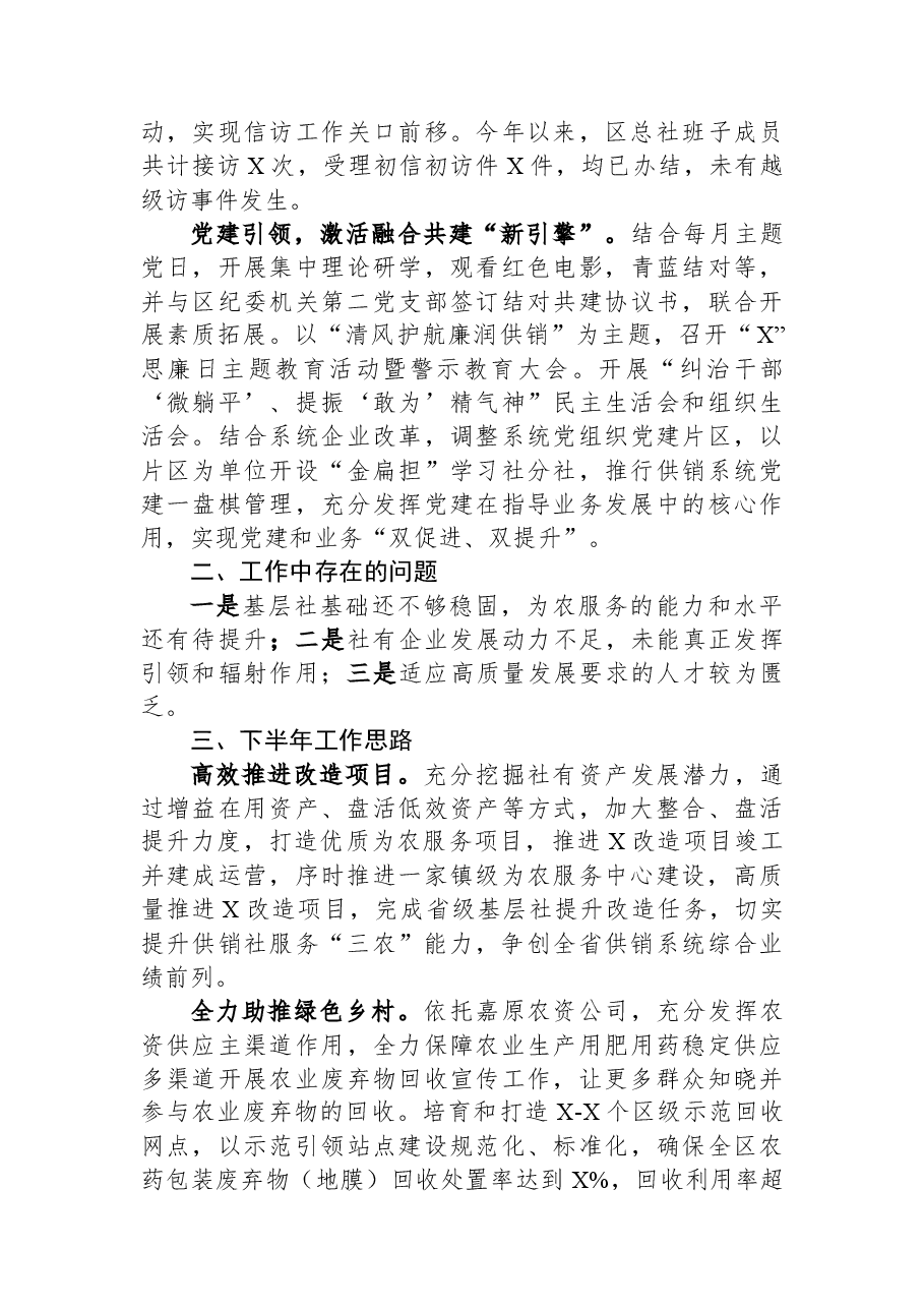 供销合作总社2023年上半年工作总结和下半年工作思路.docx,第3页预览