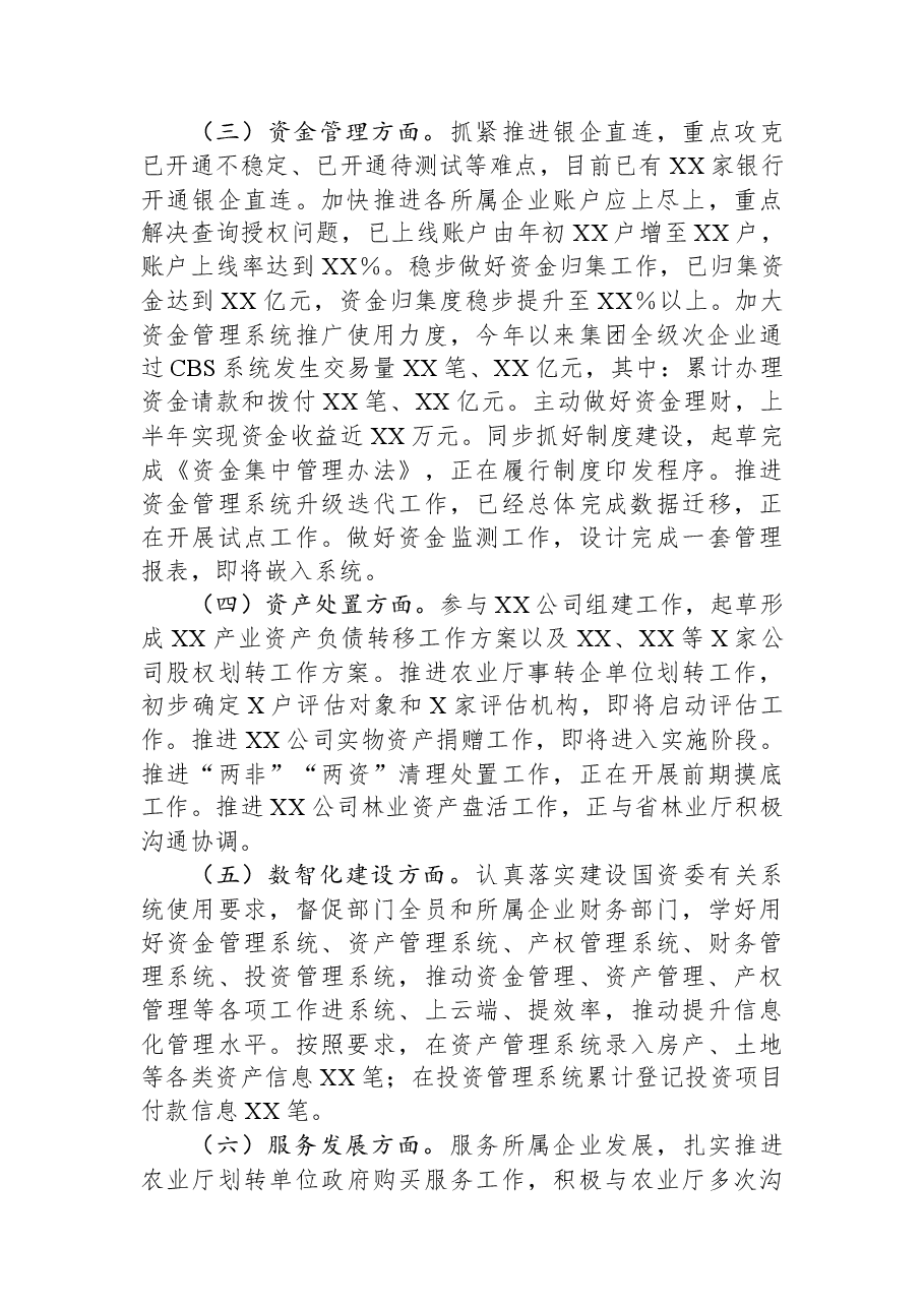 公司财务资产部2023年上半年总结及下半年计划.docx，第2页预览