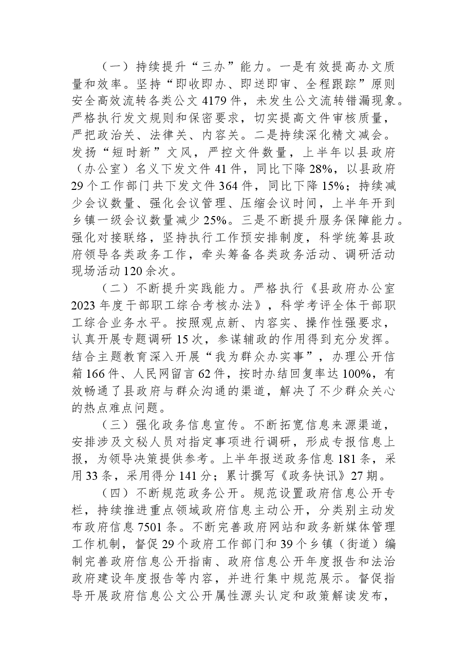 2023年对某县政府办公室上半年工作总结.docx，第4页预览