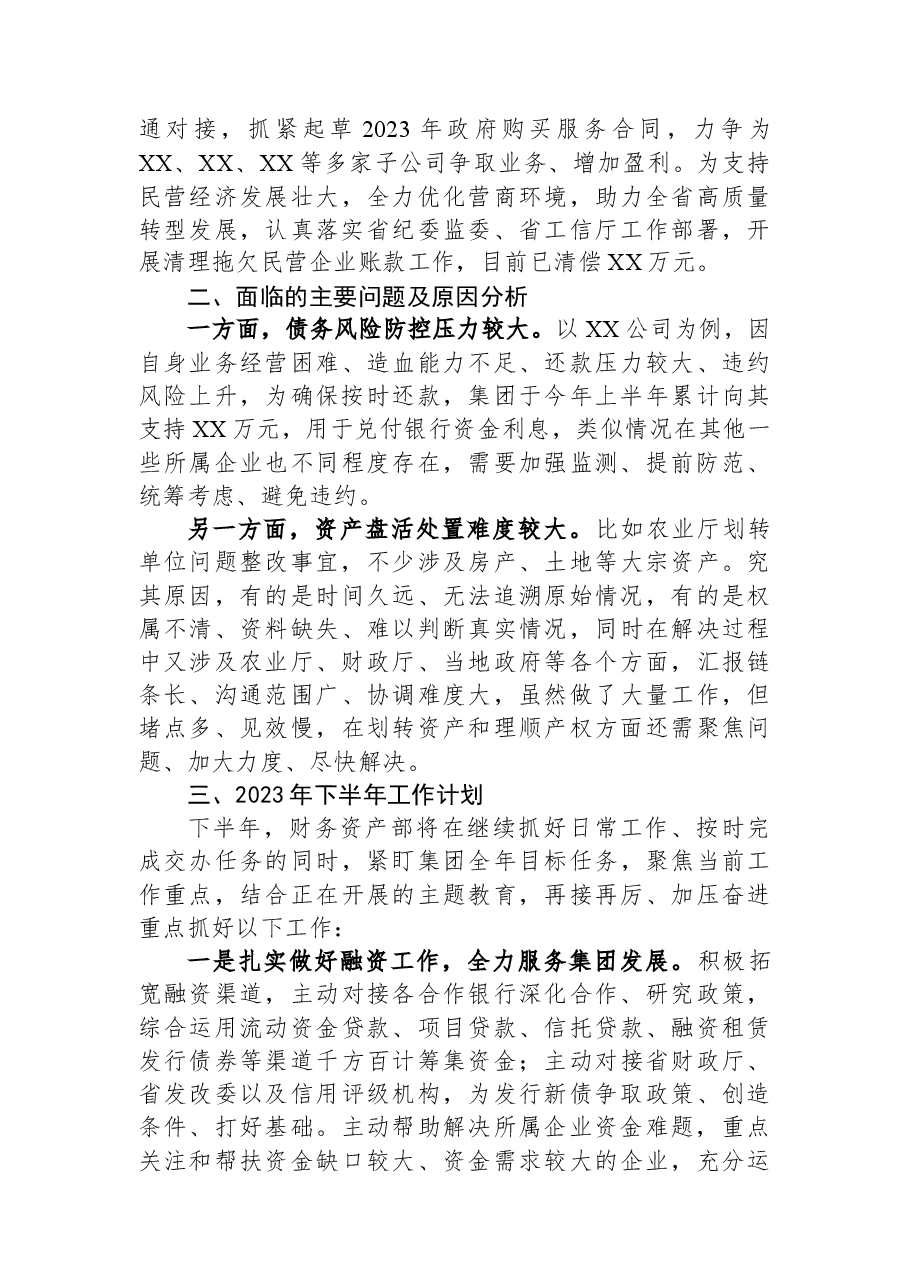 公司财务资产部2023年上半年总结及下半年计划.docx，第3页预览