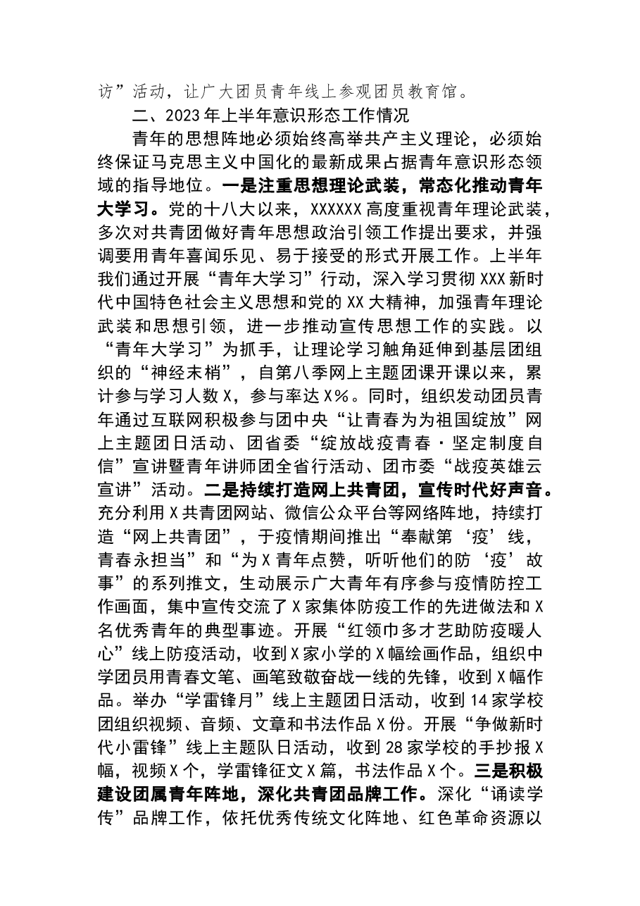 团委2023年上半年意识形态领域分析研判报告.docx,第2页预览