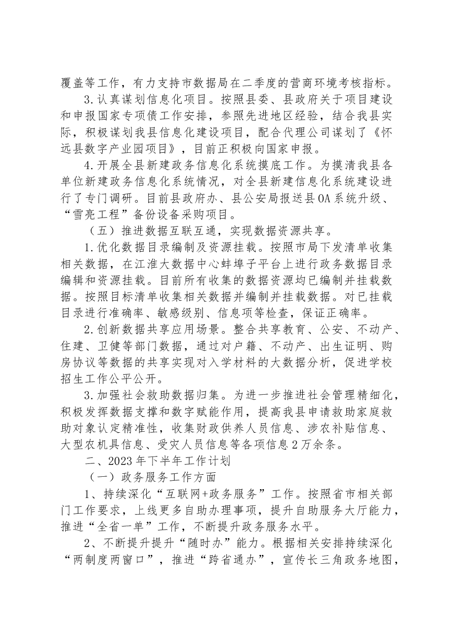 数据资源管理局2023年上半年工作总结和下半年工作计划.docx，第3页预览