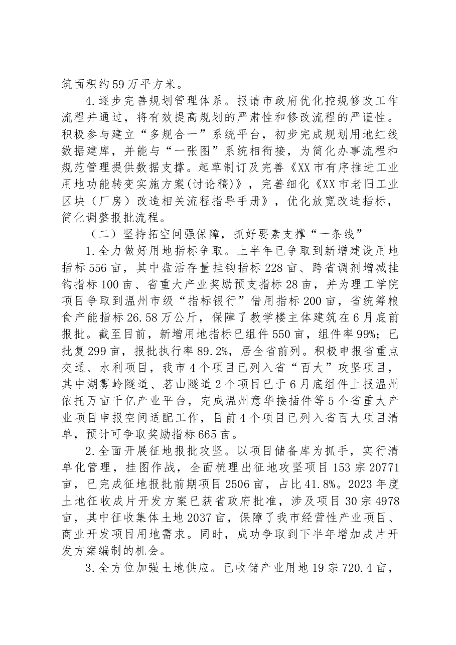 市自然资源和规划局2023年上半年工作总结及下半年工作计划.docx,第2页预览
