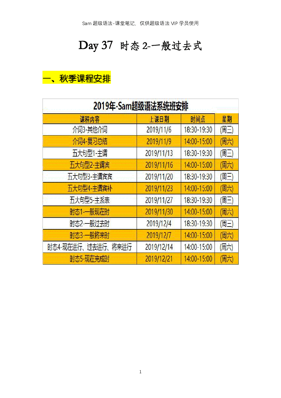 初中英语语法精讲:时态2-一般过去式.pdf,第1页预览