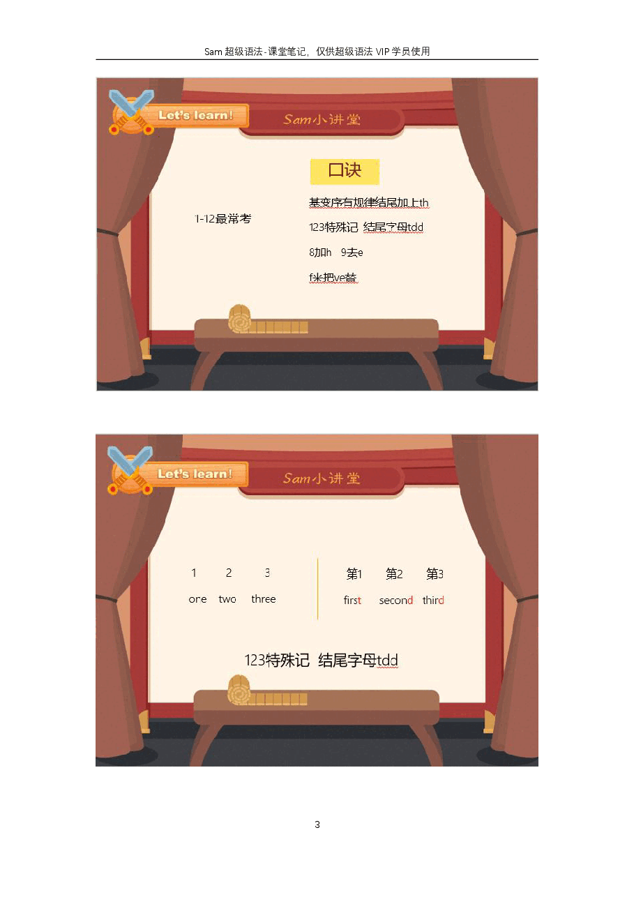 初中英语语法精讲:数词2-序数词.pdf,第3页预览