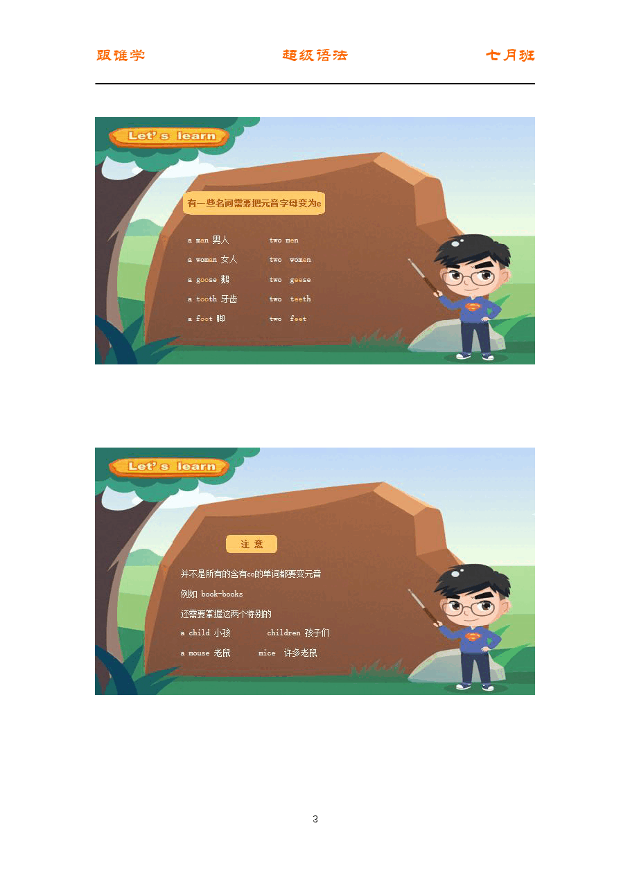 初中英语语法精讲:特殊的名词变复数.pdf,第3页预览