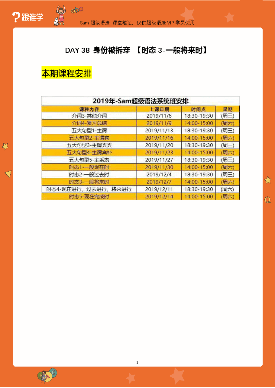 初中英语语法精讲:时态3-一般将来时.pdf,第1页预览