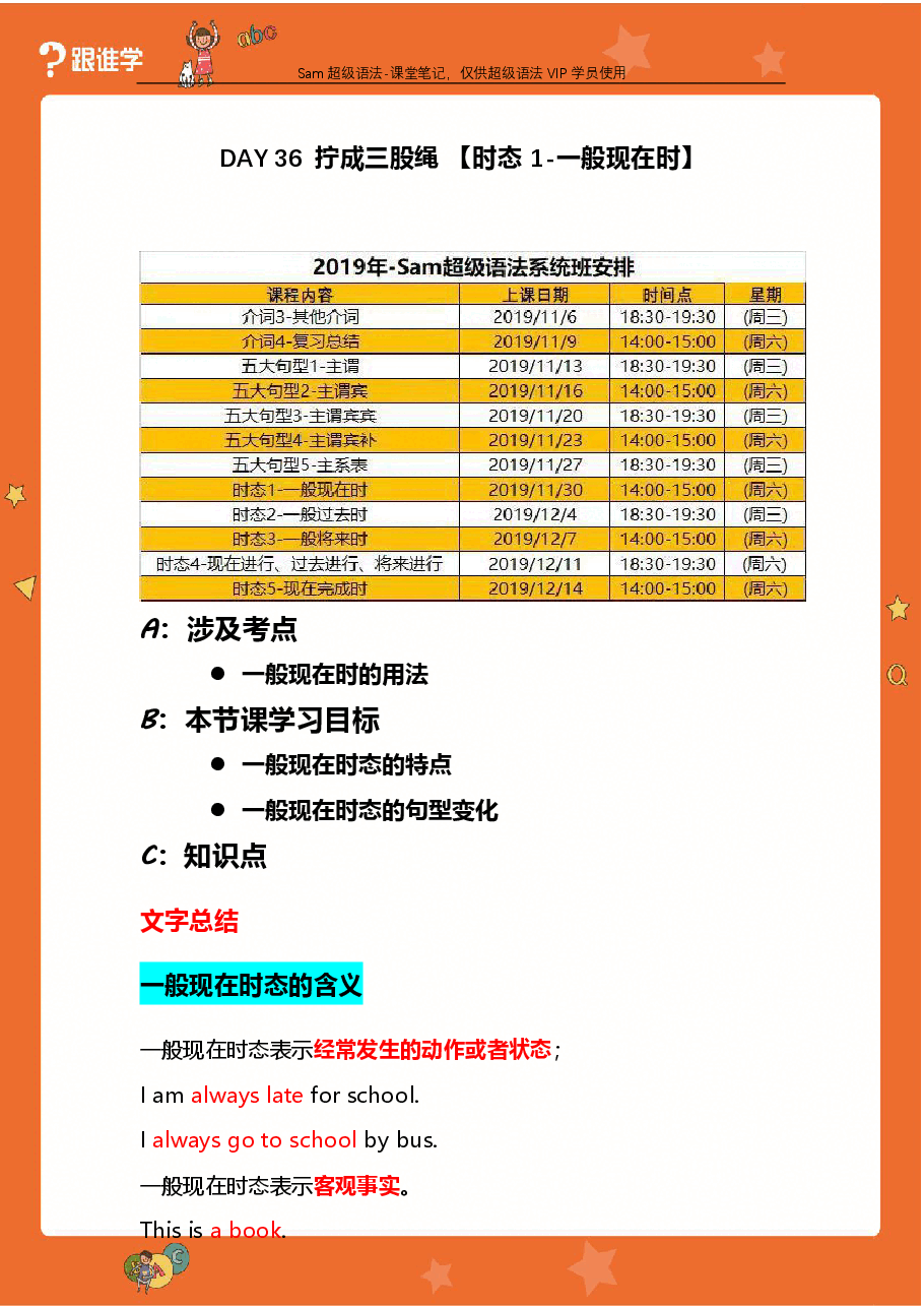 初中英语语法精讲:时态1-一般现在时.pdf,第1页预览