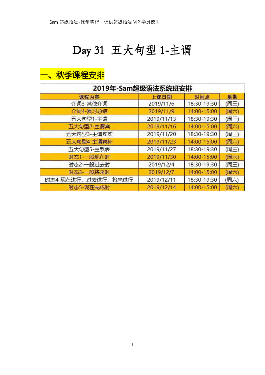 初中英语语法精讲:五大句型1.pdf,第1页预览