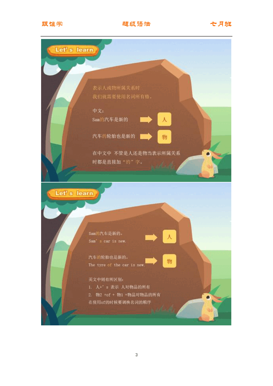 初中英语语法精讲:名词4 所有格的两种形式名词单.pdf,第3页预览