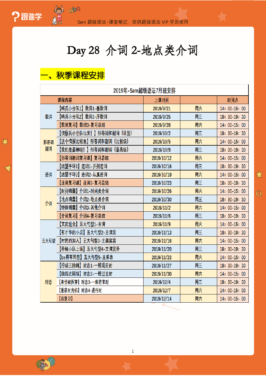 初中英语语法精讲:介词2-地点类介词.pdf,第1页预览
