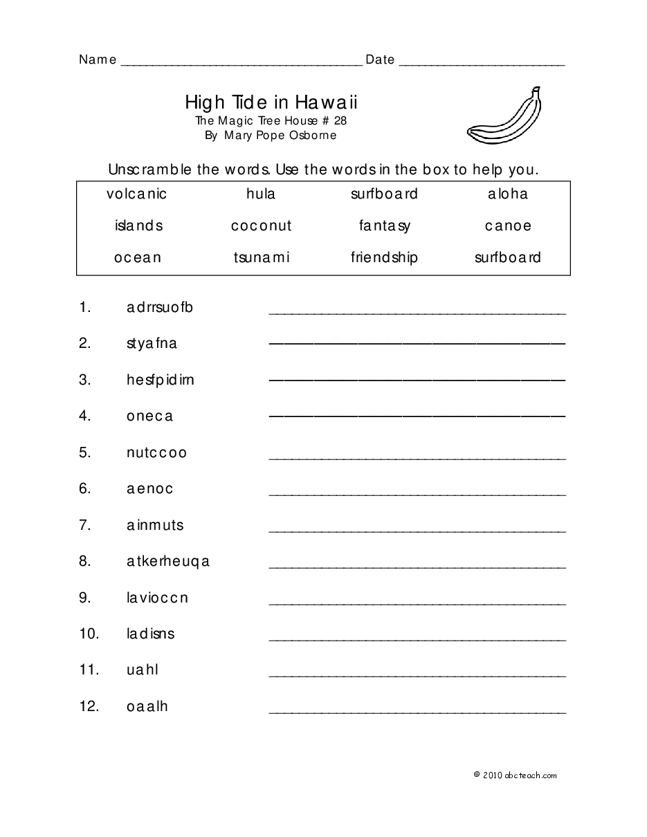 Magic Tree House 配套练习资料MTH28_high tide on hawaii_set.pdf,第1页预览