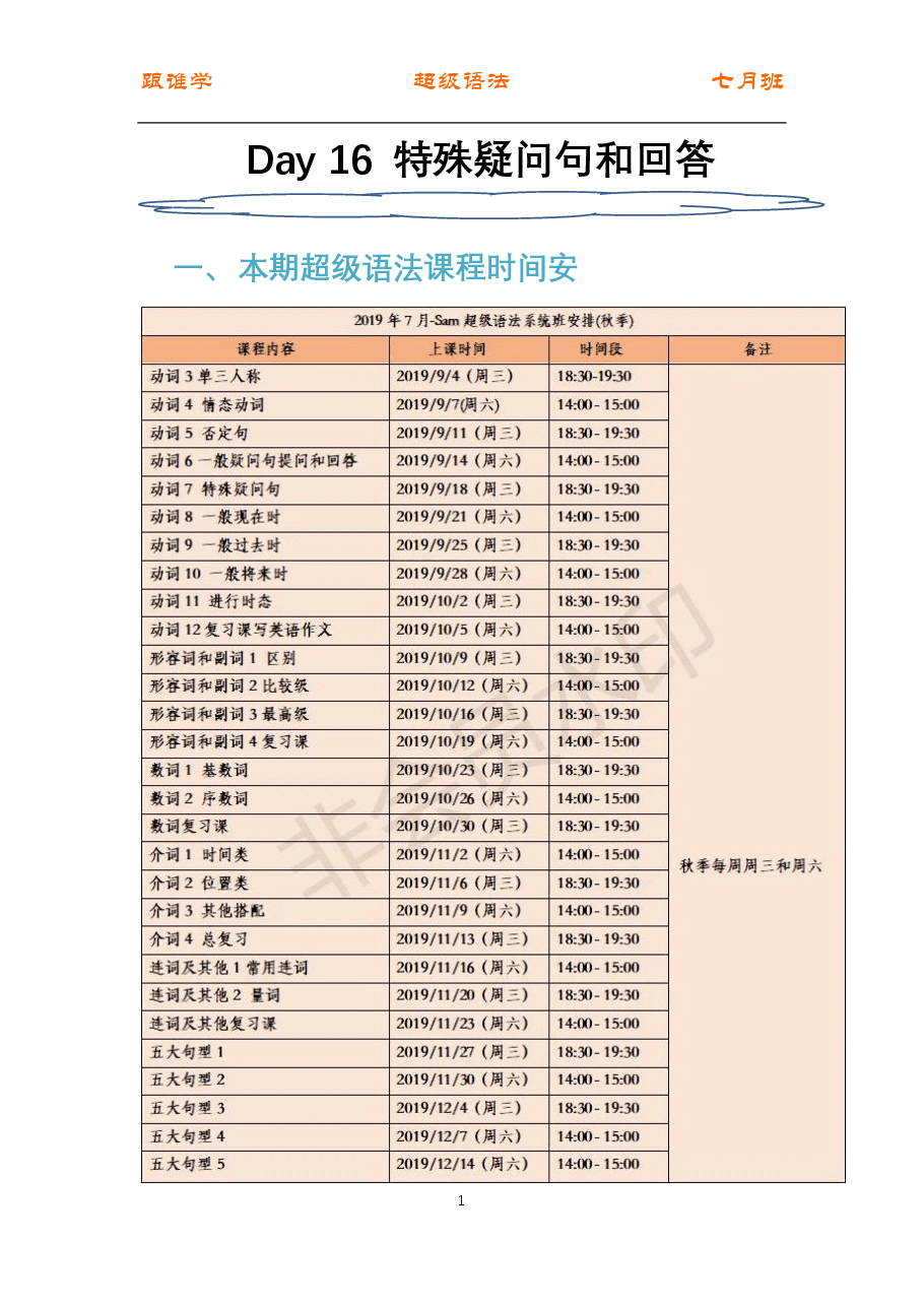 初中英语语法精讲:动词7 特殊疑问句.pdf,第1页预览