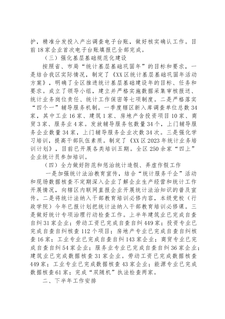 区统计局2023年上半年工作总结.docx,第2页预览