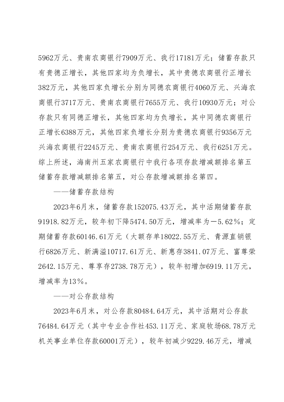 关于2023年银行工作的汇报材料稿件.docx,第2页预览