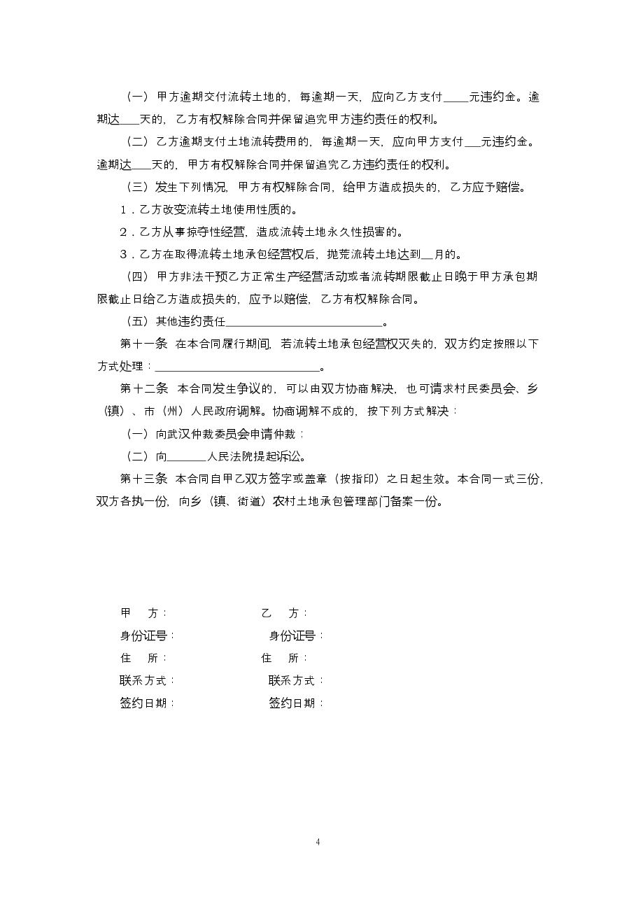 湖北省农村土地承包经营权流转合同[定稿].doc，第4页预览