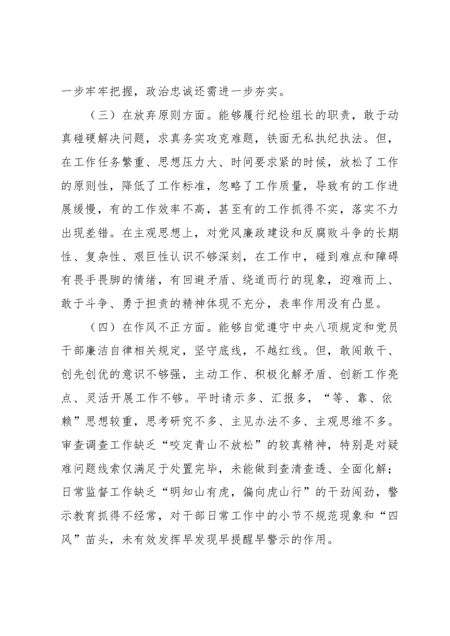 纪检组长纪检监察干部教育整顿个人党性分析报告.docx,第3页预览