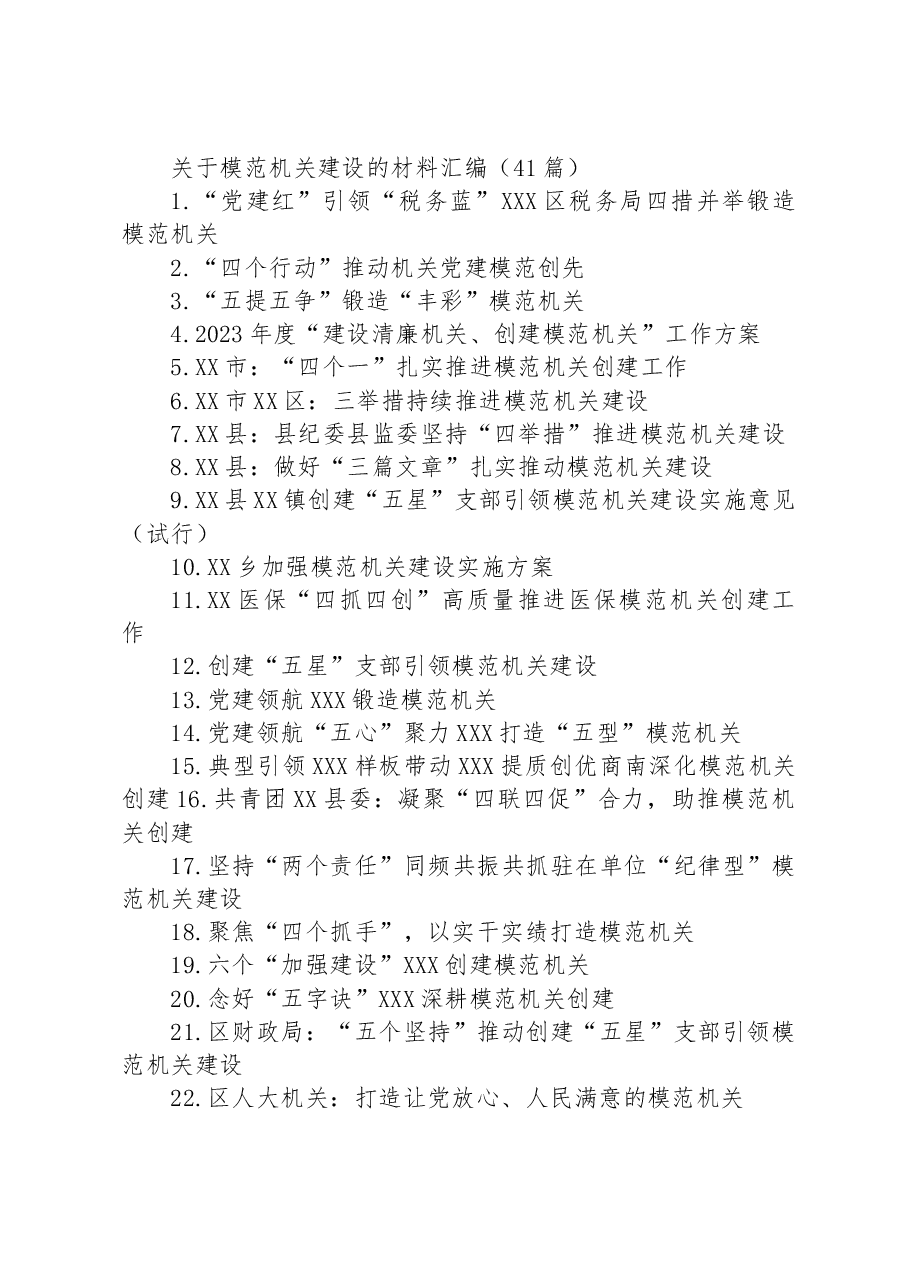 (41篇)关于模范机关建设的材料汇编.docx,第1页预览