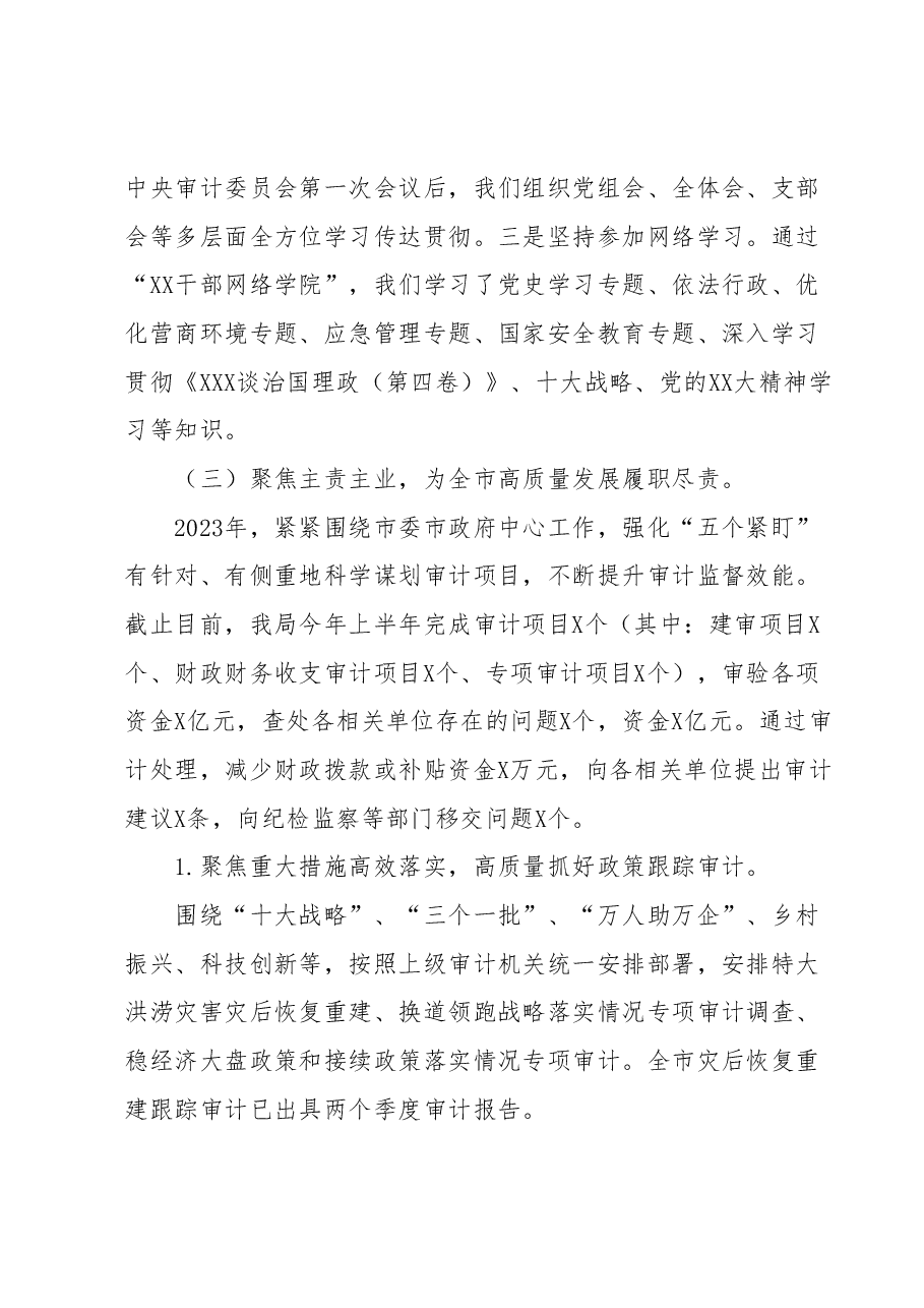 XX市审计局2023年上半年工作总结和下半年工作安排.docx,第3页预览