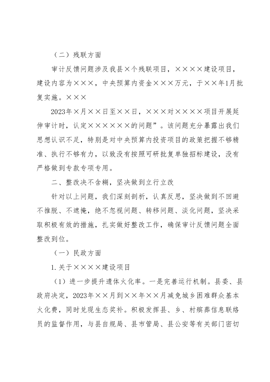 副县长在全市项目审计反馈问题整改工作专题会议上的表态发言.docx,第2页预览