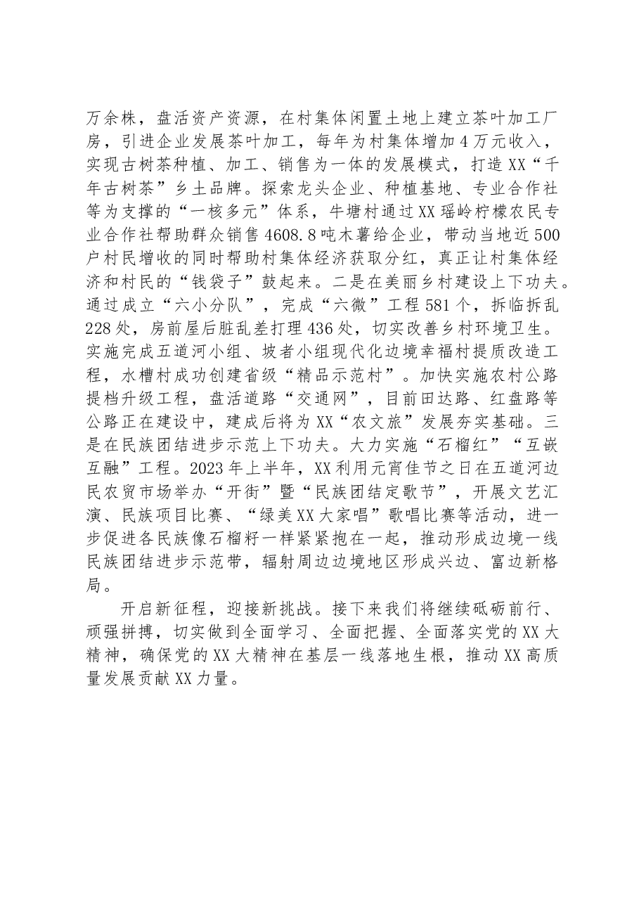 XX边境县2023上半年度党建工作汇报材料.docx,第3页预览