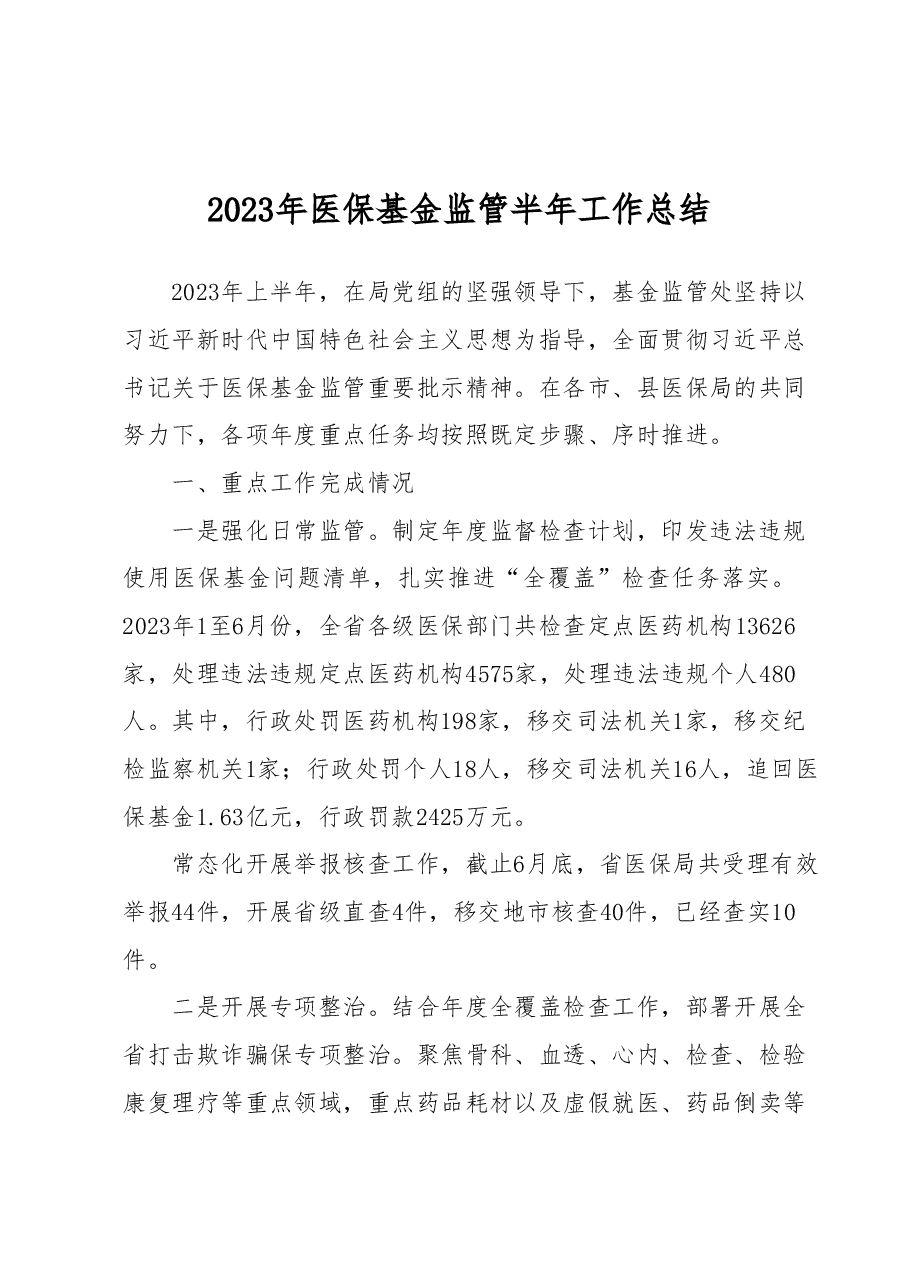 2023年医保基金监管半年工作总结.docx,第1页预览