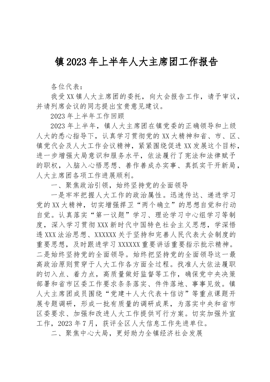 镇2023年上半年人大主席团工作报告.docx，第1页预览