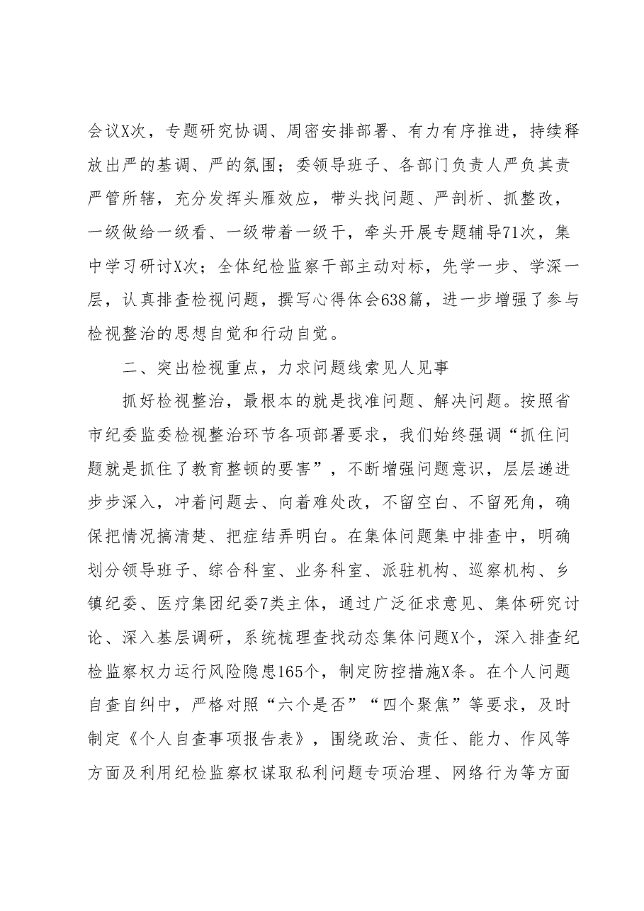 某纪检监察干部队伍教育整顿检视整治环节进展情况汇报.docx,第2页预览
