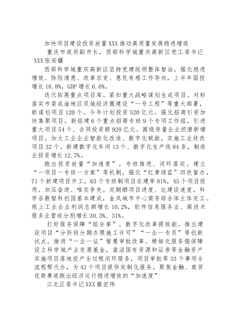 加快项目建设投资放量 推动高质量发展稳进增效.docx,第1页预览