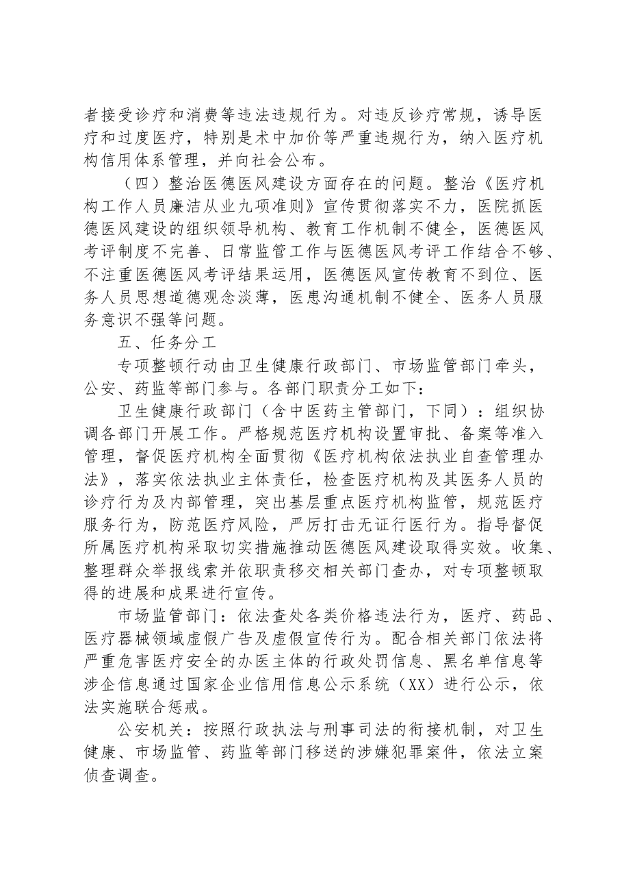 医疗卫生行业市场秩序专项整顿行动方案.docx，第2页预览