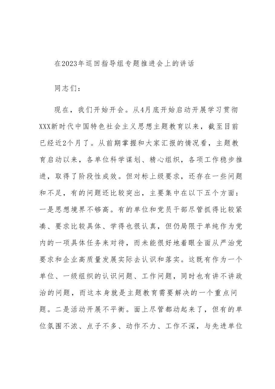 在2023年巡回指导组专题推进会上的讲话.docx,第1页预览