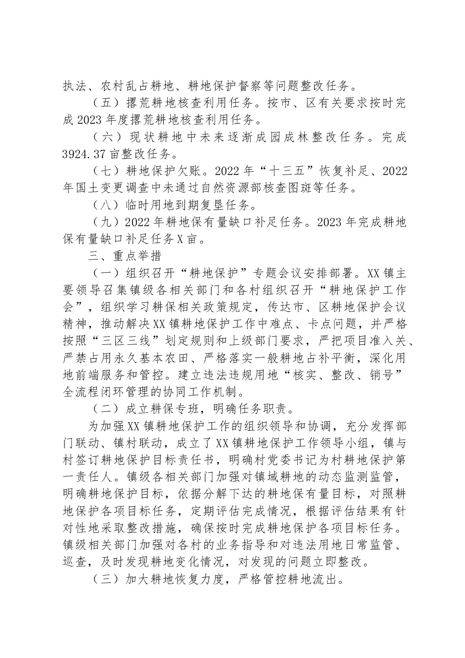 XX镇2023年度坚守耕地红线工作实施方案.docx,第2页预览