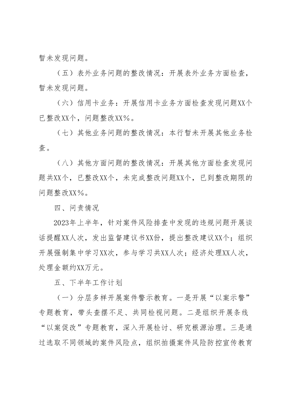 XX银行关于2023年上半年案件风险排查工作情况及下半年工作计划的报告.docx,第3页预览