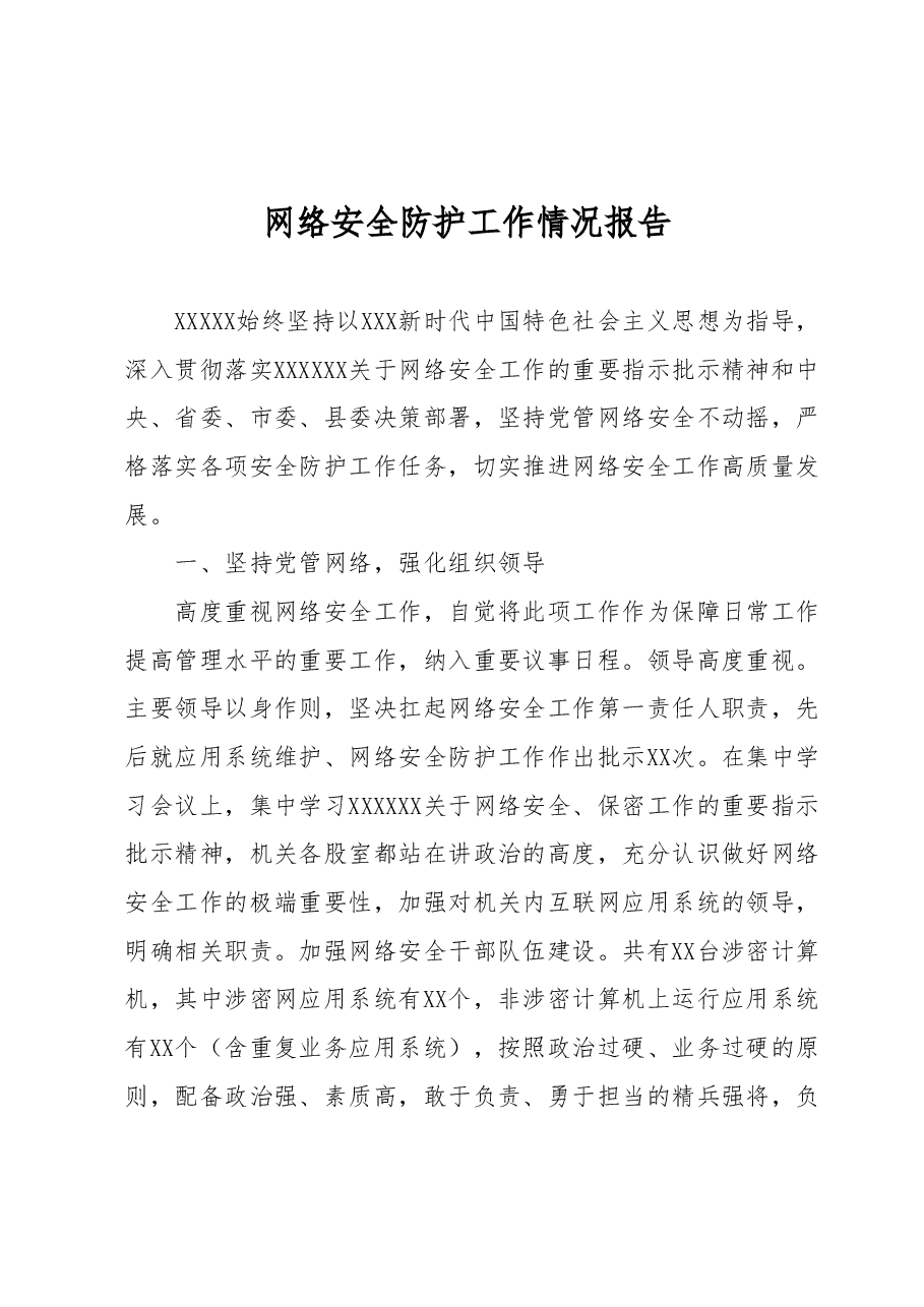网络安全防护工作情况报告.docx，第1页预览
