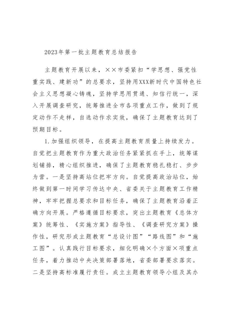2023年第一批主题教育总结报告.docx,第1页预览